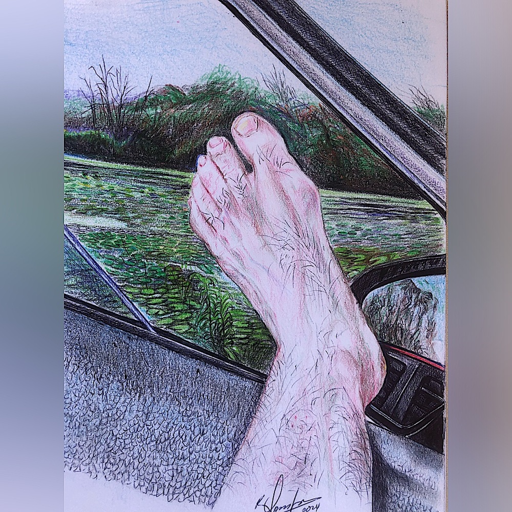 The artist’s foot